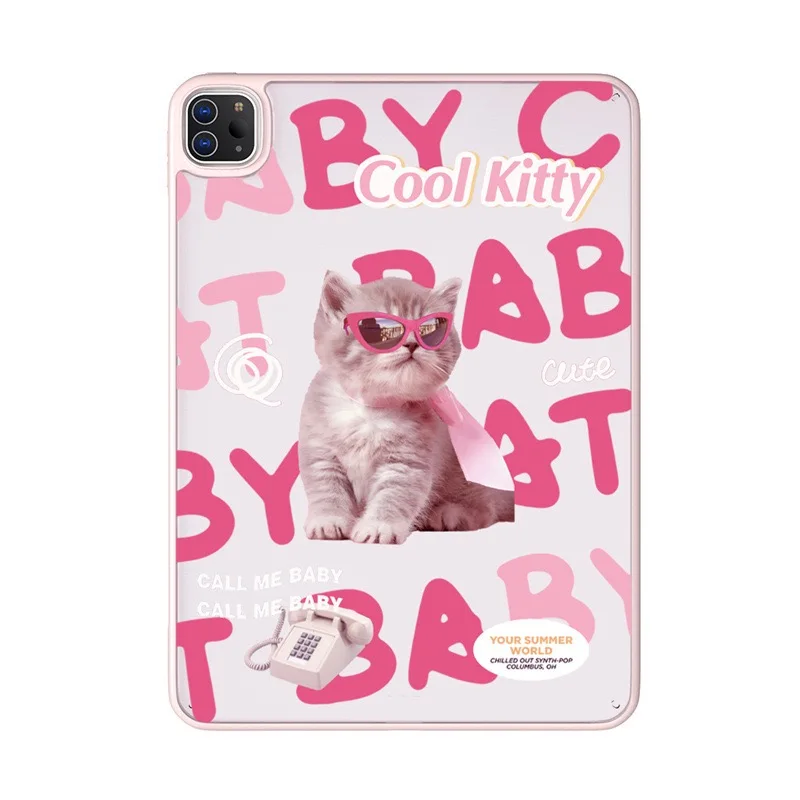 

Cute Cat Design Transparent Acrylic Case for iPad 2019 2021 2022 Pro 11 inch Air 5 4 3 Lightweight and Shockproof Tablet Cover