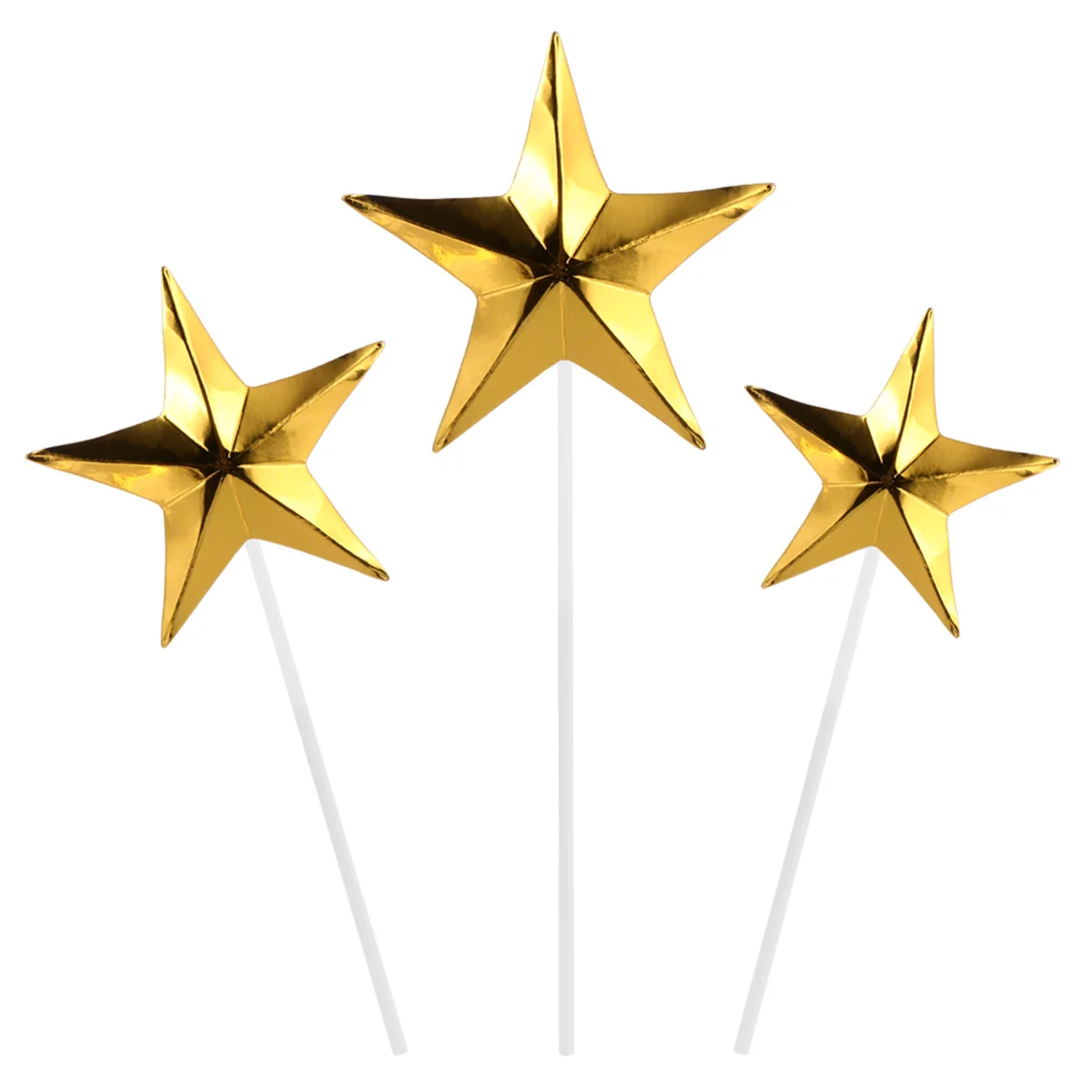 

18pcs Star Shape Cake Topper Set Food Grade Gold Foil Decorations For Birthday Wedding Party Cupcake Picks Fruit Skewers 3D