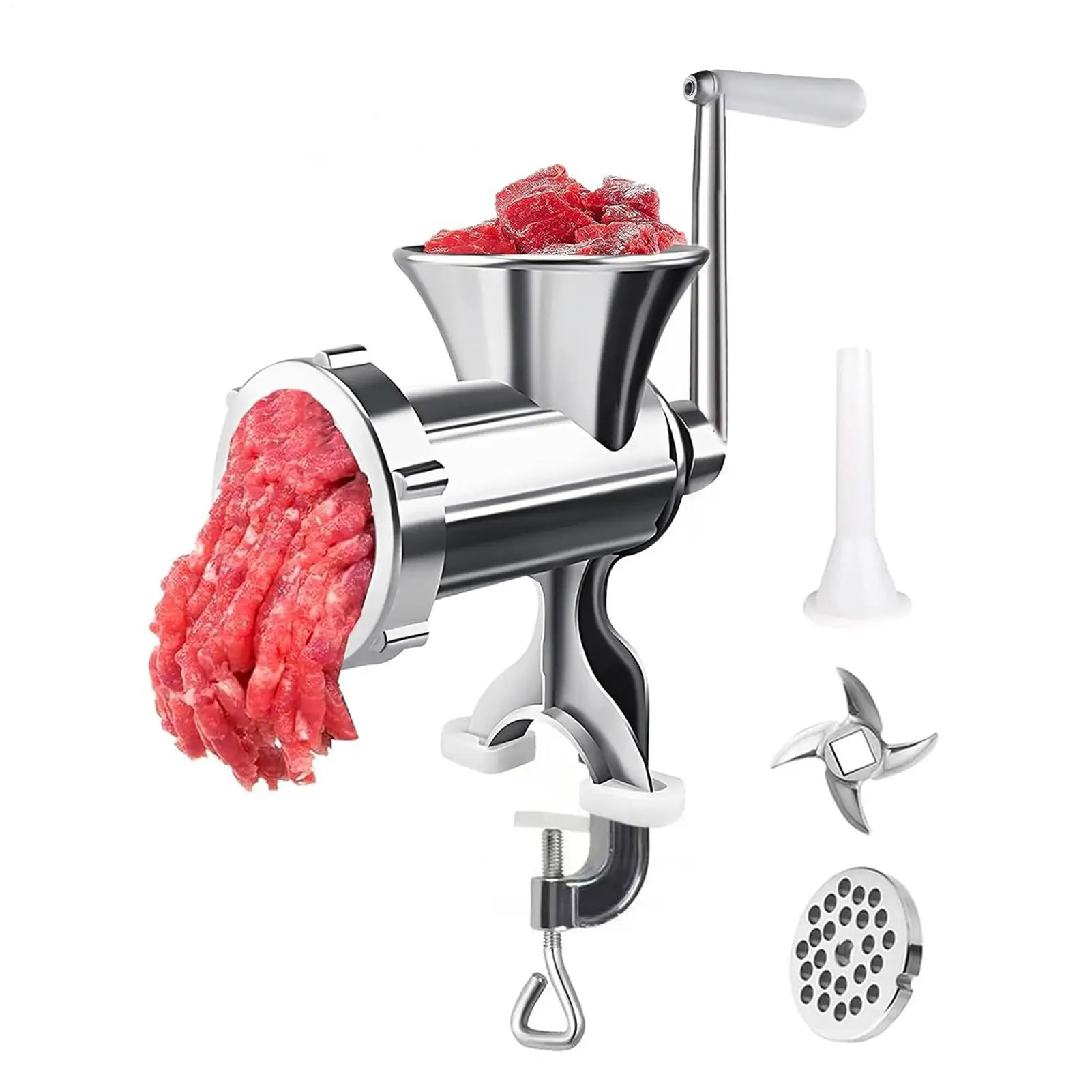 304 Stainless Steel Household Manual Meat Mincer and Sausage Stuffer Multi-Functional Garlic Press and Chilli Grinder