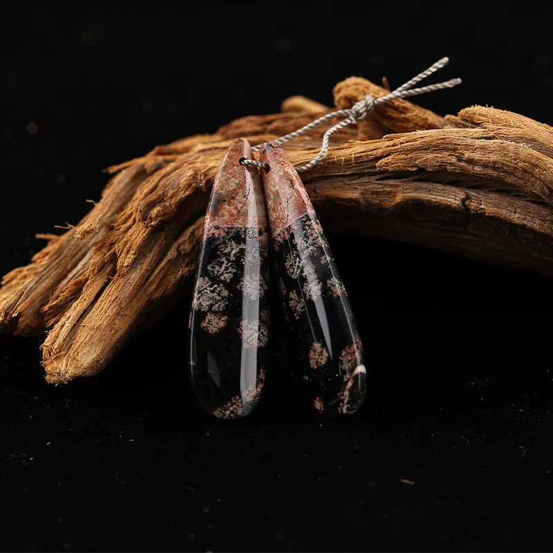 B&F Snow Flake Obsidian Earring Beads for Jewelry Making, Handmade Natural stones beads, Stones for jewelry Making Supplies