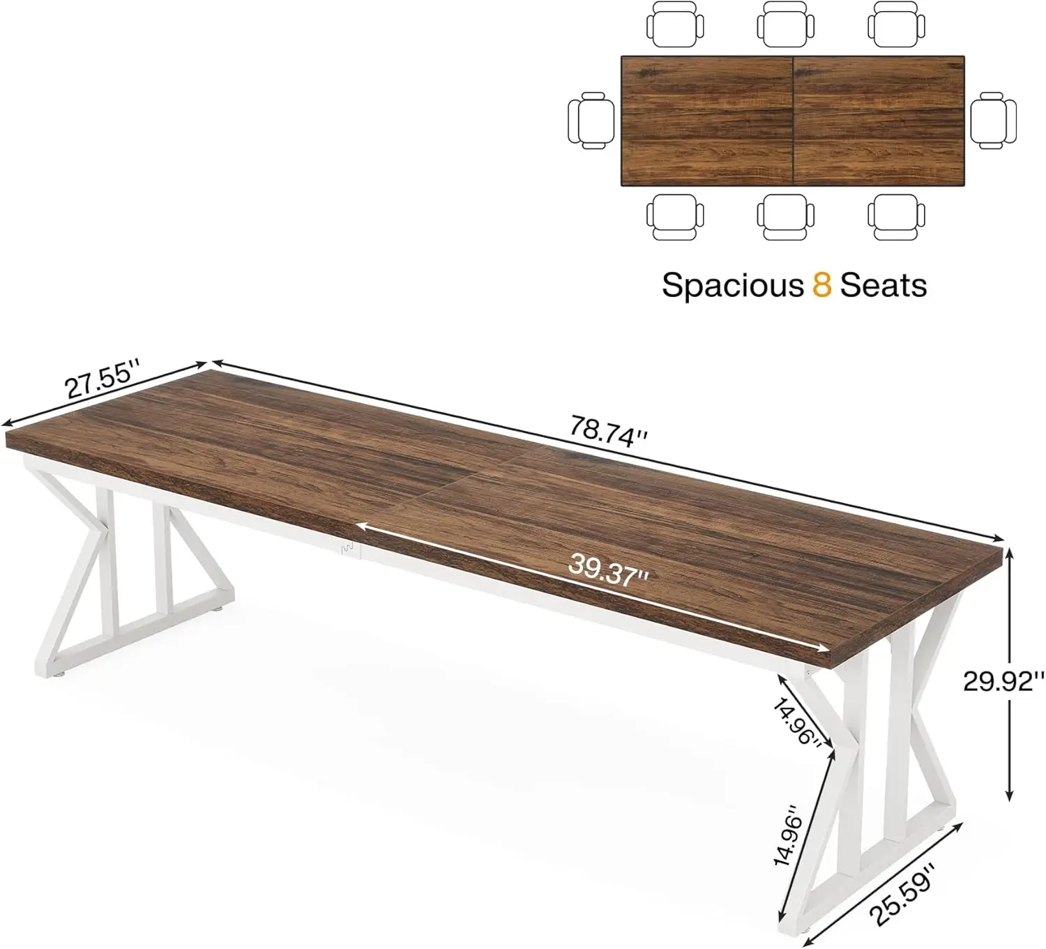 Tribesigns 78.7 Inches Long Computer Desk, Two Person Desk Large Executive Office Desk, Double Desk Study Writing Table For