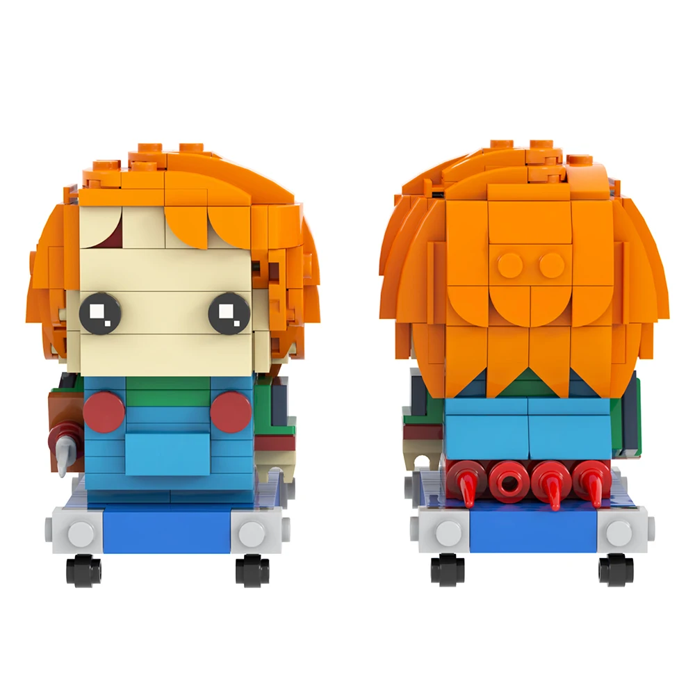 MOOXI MOC فيلم الرعب الكرتون الشكل Chucki شبح قتل نموذج 219 قطعة لتقوم بها بنفسك اللبنات Brickheadz اللعب هدايا الهالوين MOC7636