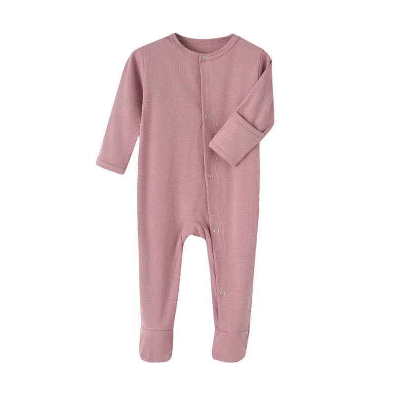 Peleles de algodón orgánico para bebé, mono de manga larga para dormir y jugar, ropa de fondo de Color sólido, otoño e invierno
