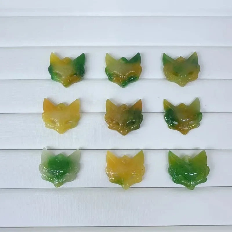 

1pc Natural Color Utilization Emerald Jade Fox Mask Pendant Necklace Fashion Accessories Gemstones Talismans Carved Jewelry