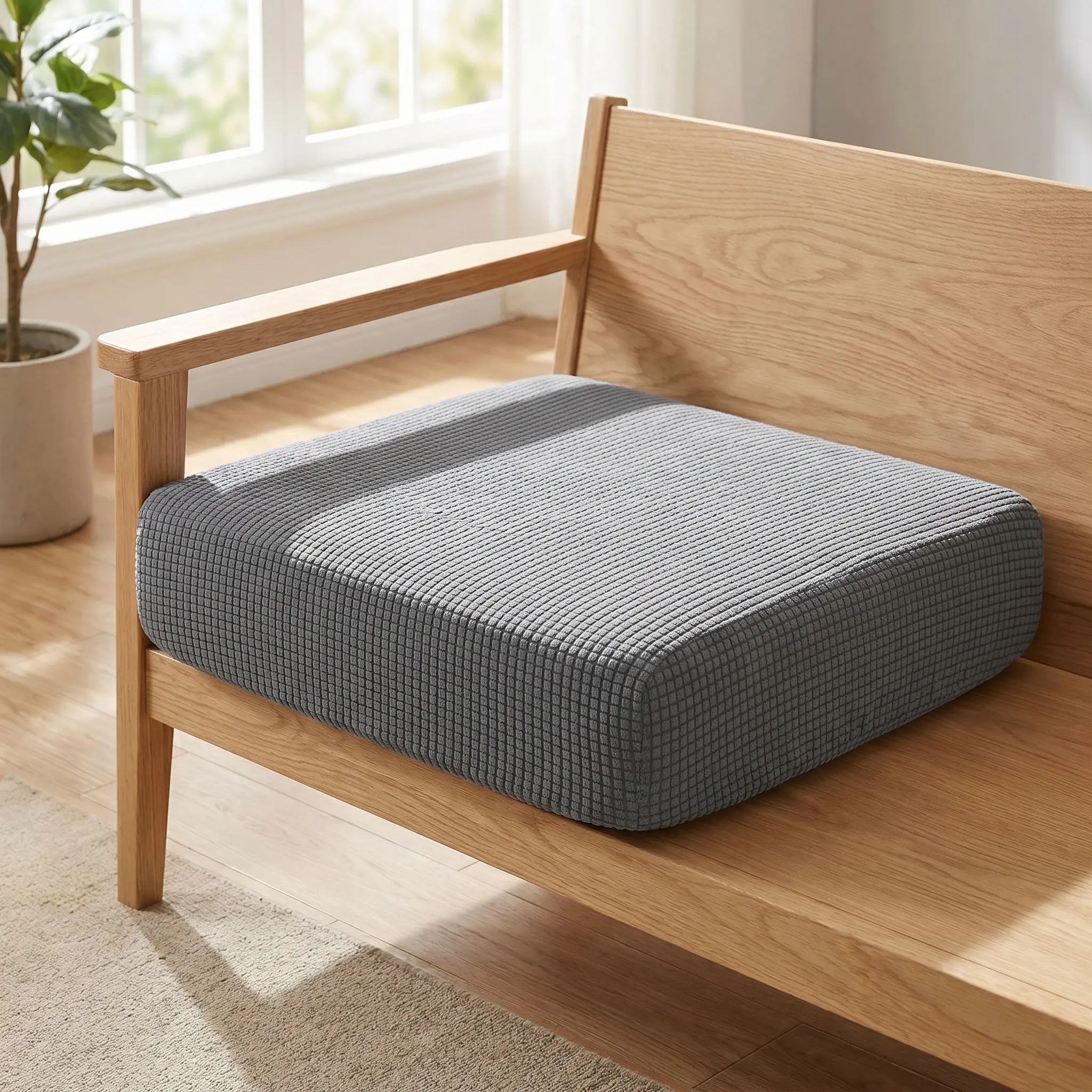 2Pcs Stretch Sofa Cushion Covers Elastic Slipcover Protector for Single Seat Couch Chair 20x20x2 Inch Washable Couch Seat Cover