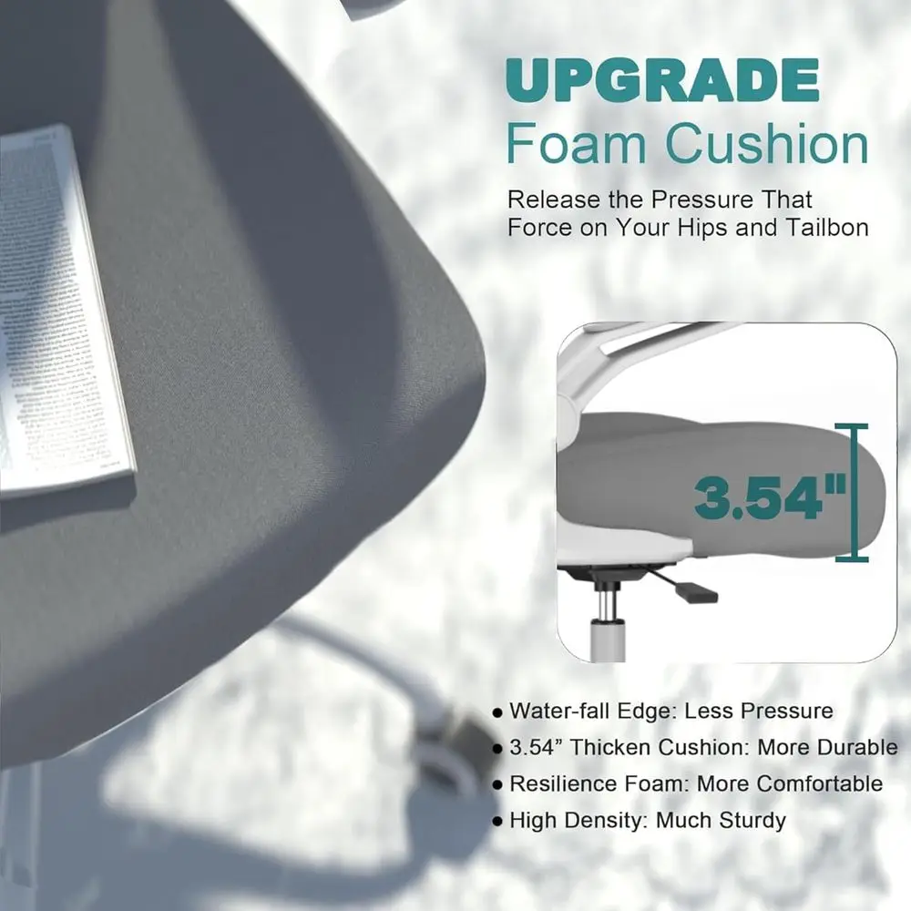 كرسي كمبيوتر مريح عالي الظهر مع دعم قطني ورأس قابل للتعديل، مساند للذراعين قابلة للطي للجيتار، كرسي مكتب دوار لـ H