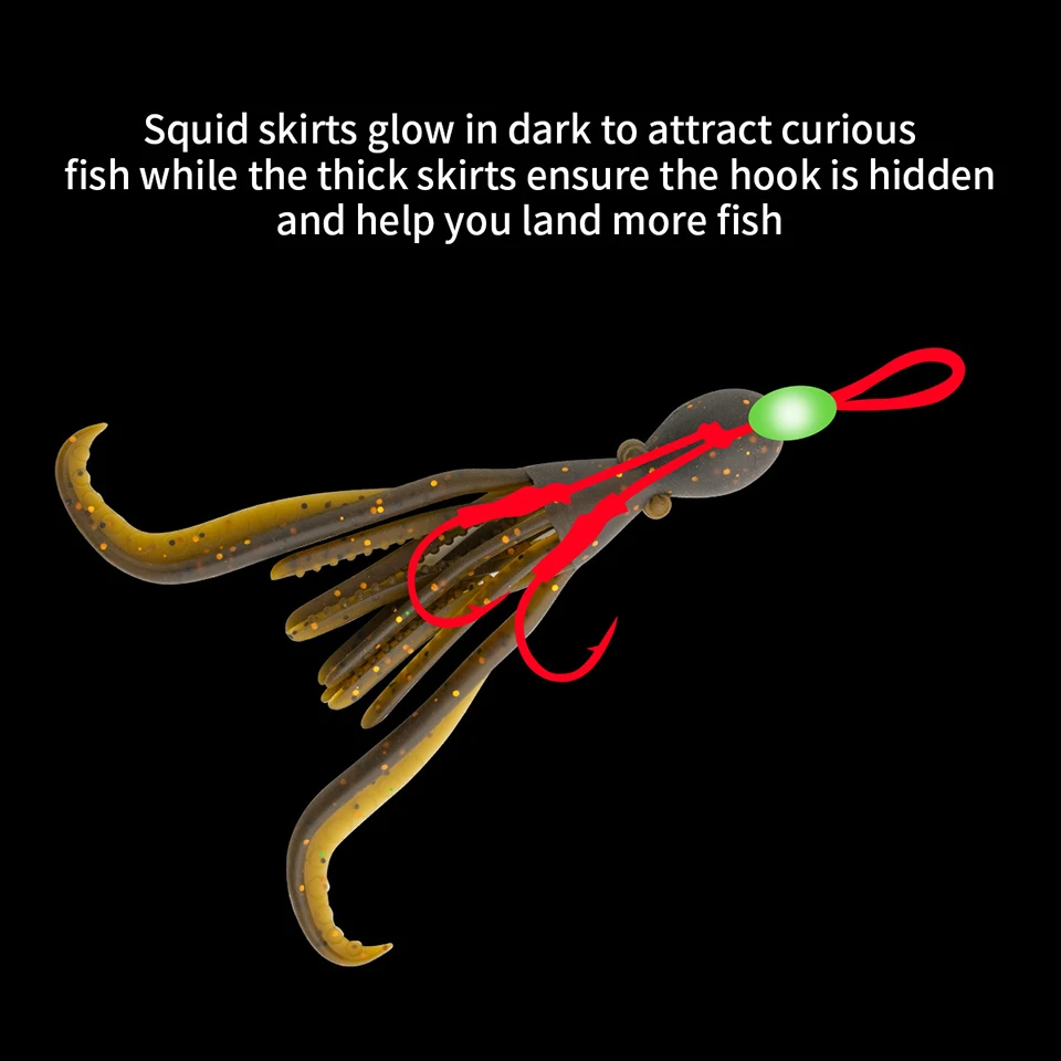 Señuelos de pulpo luminosos Walk Fish para jigging y atún – Silicona suave - imagen 2