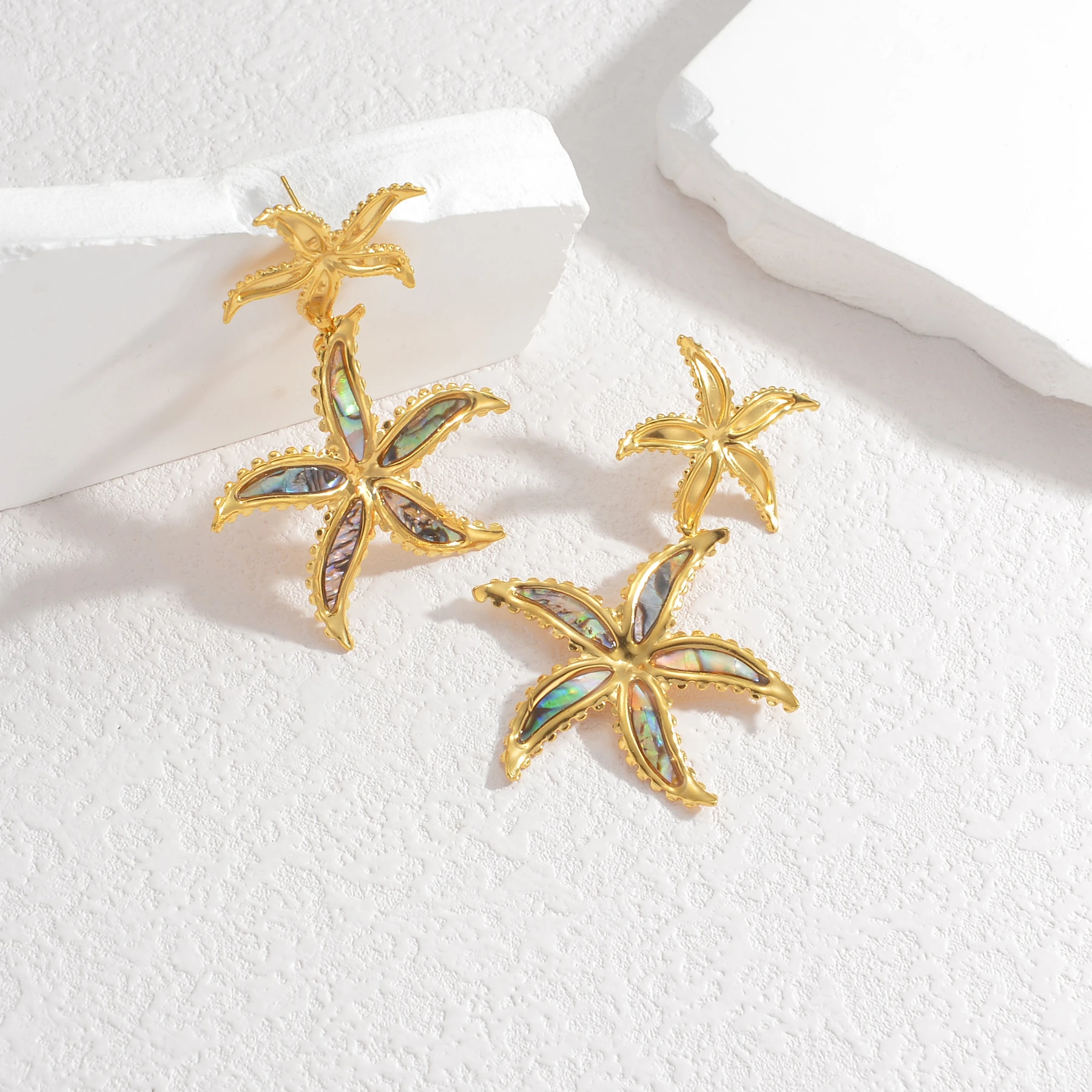 Atoztide Trendy Minimalist Starfish Earrings for Women Girl Stainless Steel Gold Color Irregular Earrings Christmas Jewelry Gift