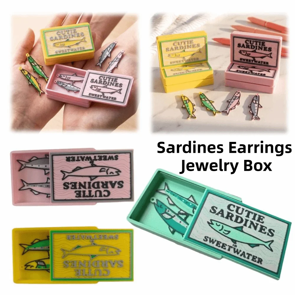 3D Printed Sardines Earrings Jewelry Box Multi Functional Durable Ocean Animal Hair Clips Headwear Creative Earring Storage Box