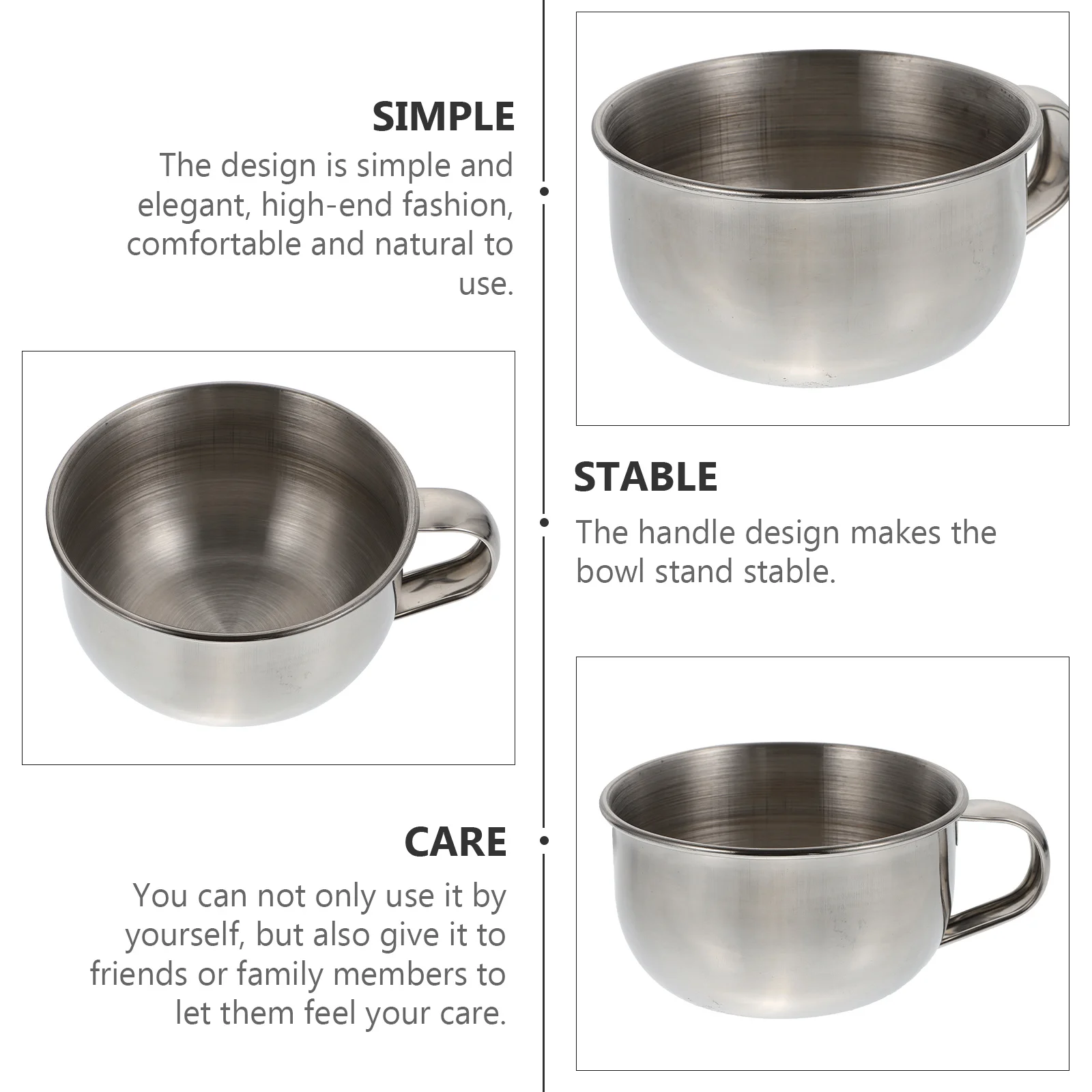 1 قطعة وعاء الحلاقة الرجالي الفولاذ المقاوم للصدأ سميكة عدم الانزلاق فقاعة السلطانية مع مقبض حاوية رغوة قوية للعناية بالحلاقة