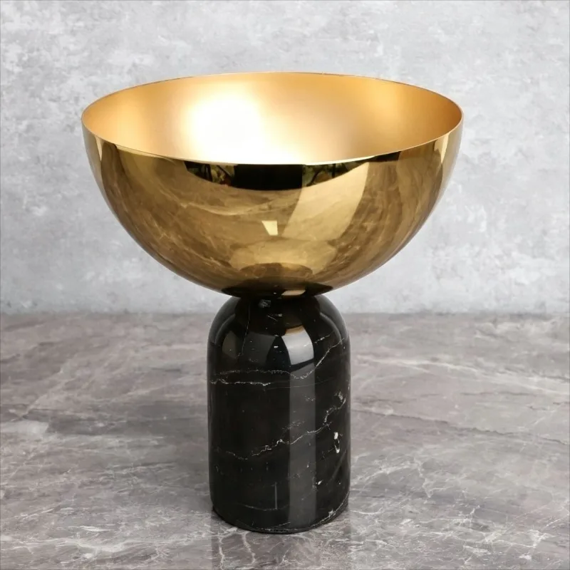 Metal Decor Bowl Desktop Marble Tray Modern Kitchen Table Decoration Fruit Storage Bowls Luxury Home Accessories Tableware