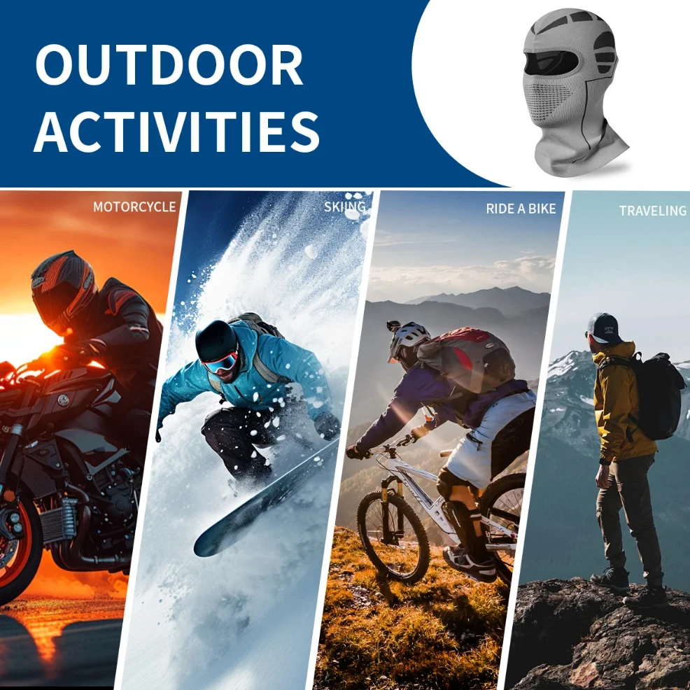 قناع وجه بالاكلافا للدراجات النارية، قناع تزلج شتوي للرجال والنساء، بالاكلافا عالي التمدد برأس كامل تحت الخوذة للطقس البارد