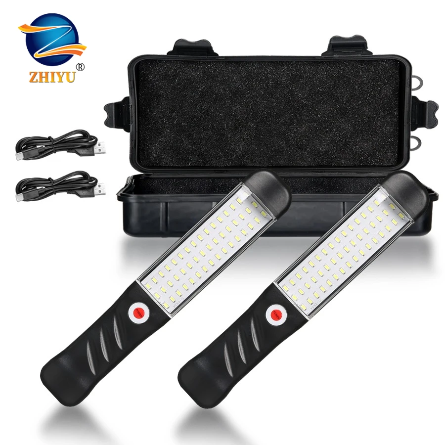 Portable Magnetic Auto Repair Work Light USB Rechargeable LED Flashlight With Magnet Hook For Car Repair Fishing Emergencies