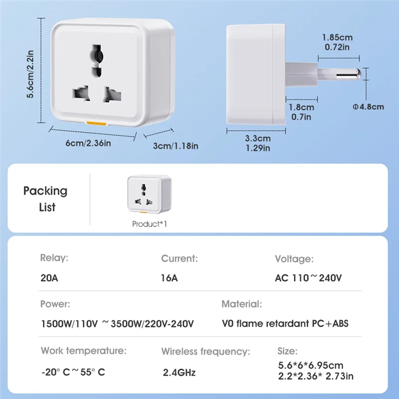 CS-Ewelink Wifi Smart Socket Universal Plug APP Controls Voice Timing 2.4G Wireless Plug Switch