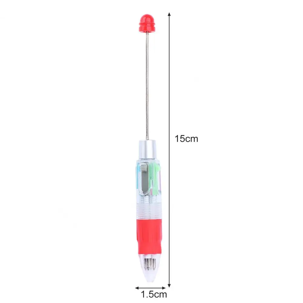 Caneta Esferográfica Retrátil Frisada, 4 Cores, Caneta Gel Frisada, Papelaria Presente, DIY Beadable Canetas, Material Escolar
