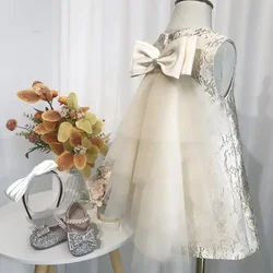 Spanish Vintage Lolita Princess Gown Bow Tulle Sleeveless Design Infant Birthday Baptism Easter Eid Party Girls Dresses