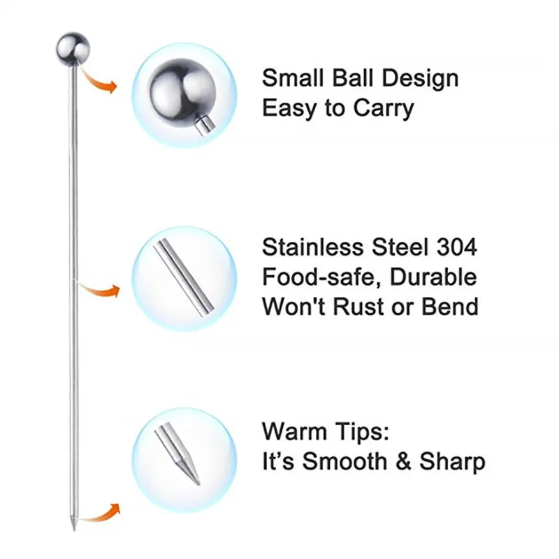Stainless Steel Cocktail Picks, Multi Color Great for Bar, Party, Barbeque, Snacks, Club, Sandwich, Martini