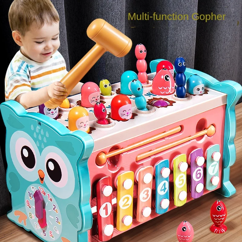 Toy for Toddlers Sensory Magnetic Educational Fishing Game with Owl Mole Busy Board Number Xylophone for 3 Year Old Gifts