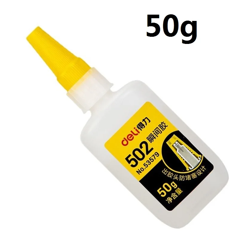 Deli 50g Super Liquid Glue 502 Instant Fast Dry Strong Bond Leather Rubber Metal Ceramics Wood Tool Home Office Supply Adhesive