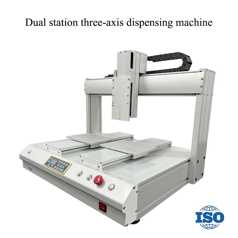 3 Axis Dual Station Automatic Desktop Automatic Glue Dispenser 360-degree Rotary Axis Glue Dispensing Machine