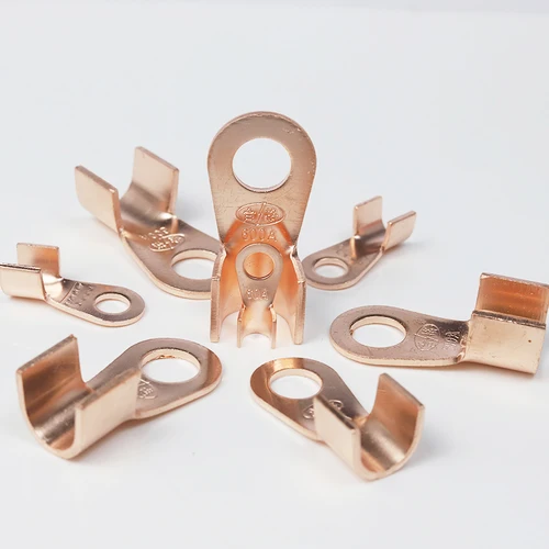 Imagen 2 del producto Terminal OT de cobre, conector de Cable no aislado, terminales de Cable eléctrico desnudo, Terminal de engarzado de anillo de batería, 10/50 Uds., 10-400A