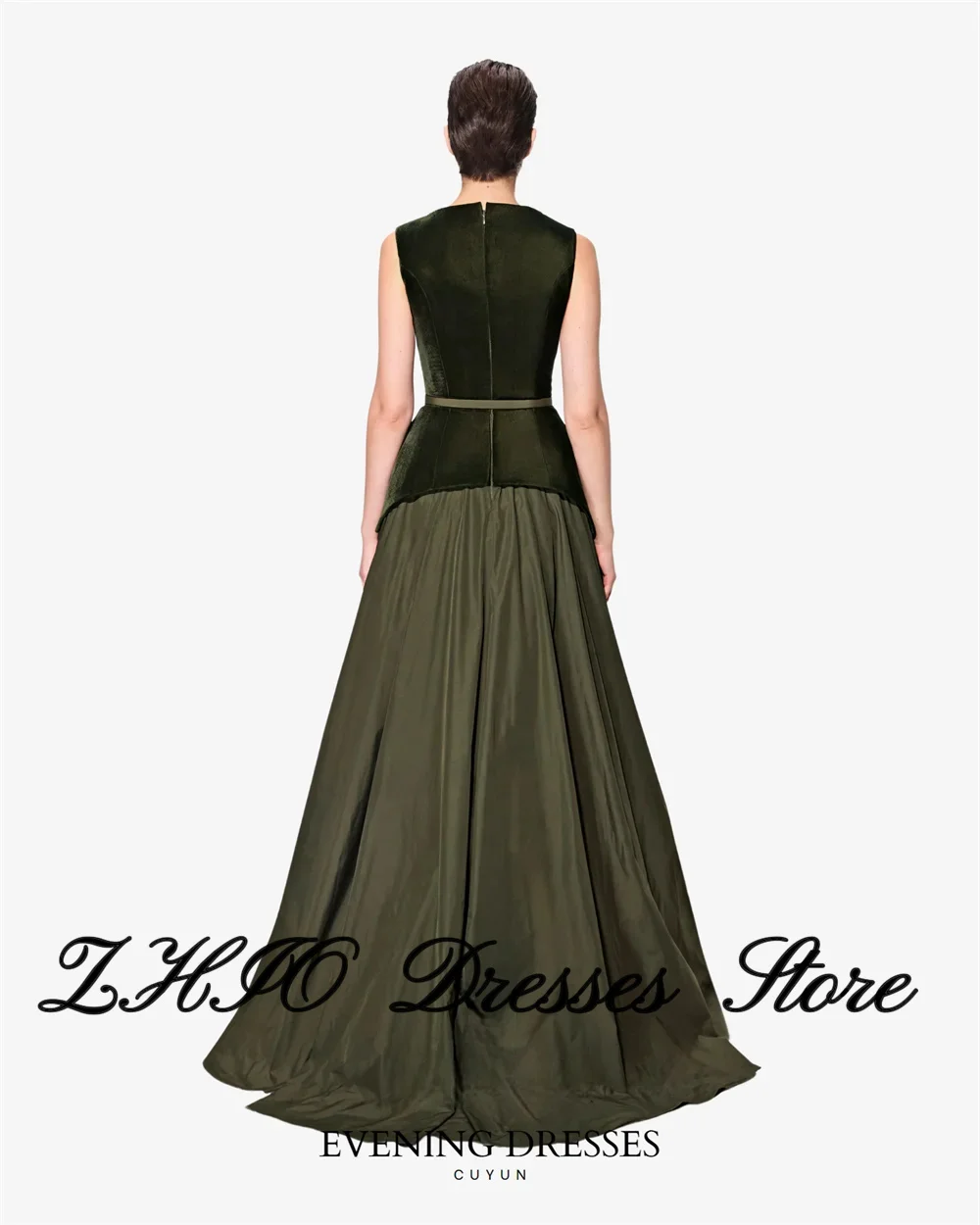 ZHIO パッチワーク女性イブニングドレススクープカラーノースリーブパーティードレスファッショナブルな A ラインドレープ宴会ガウン