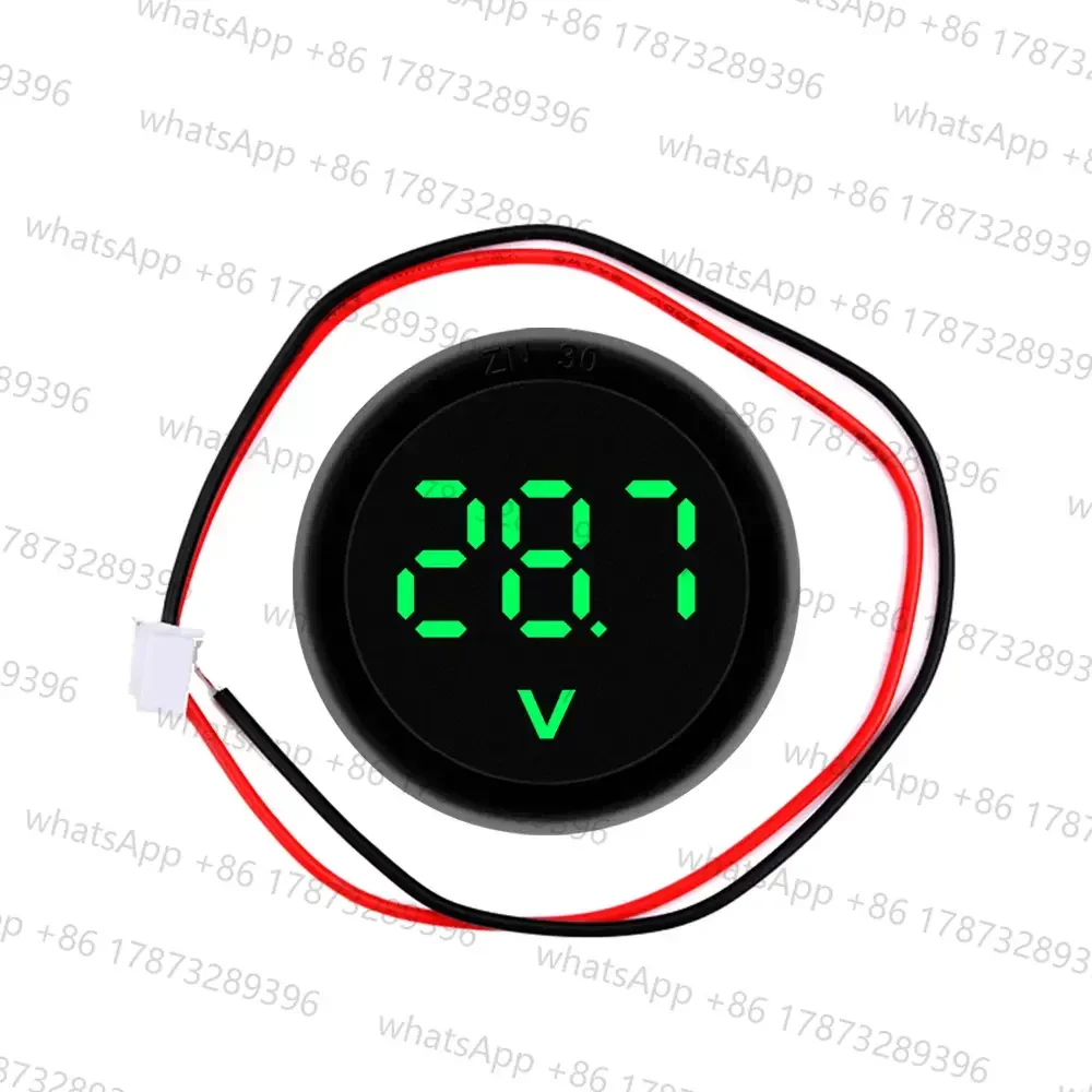 10 Pieces DC 4-100V DC Digital Voltmeter Head LED Digital Display Round 30mm 2-wire Reverse Connection Protection