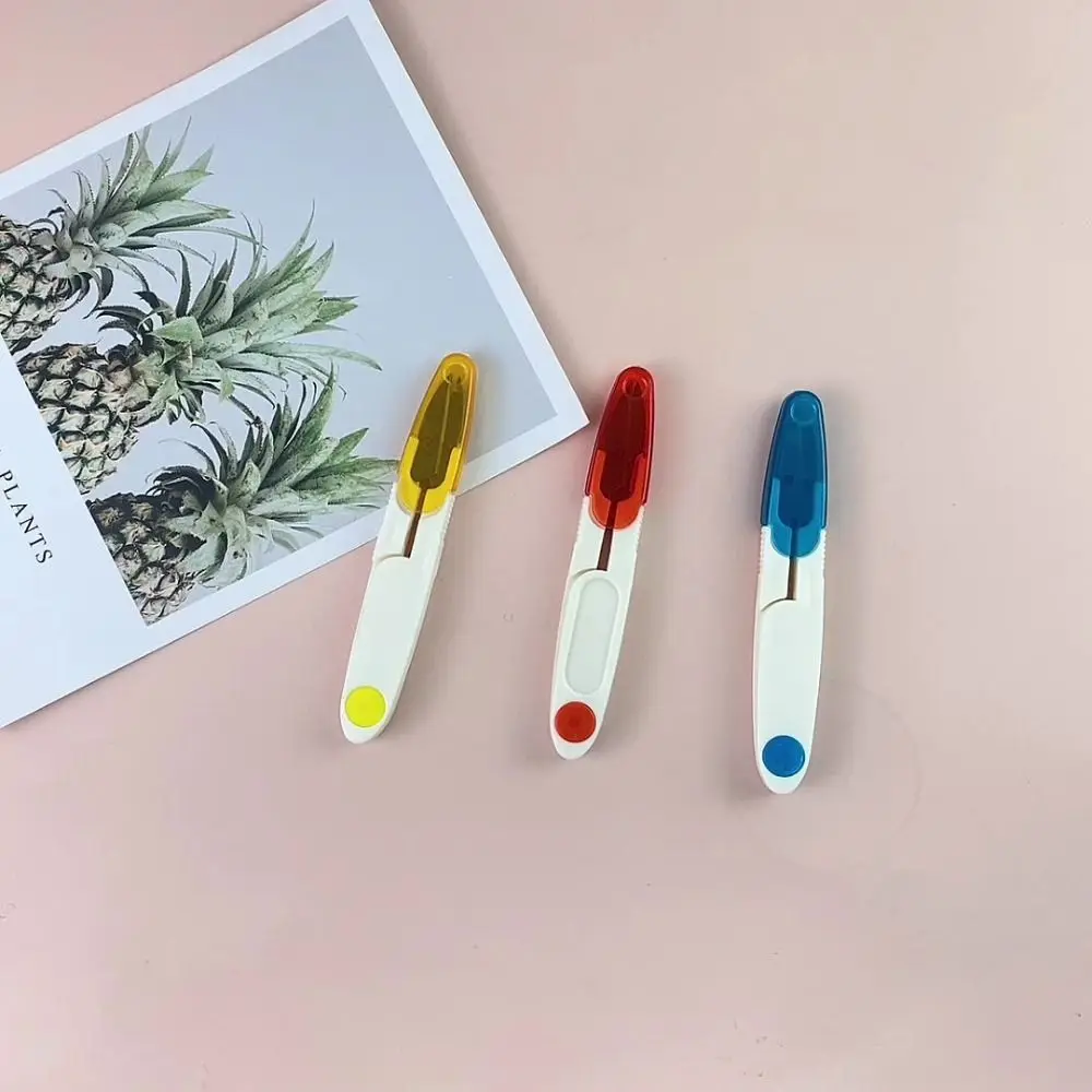 4PCS Plastic Metal Fishing Line Scissors 5 Colors With Cover Sewing Scissors U-shaped Sharp Thread Head Cutter Household Office