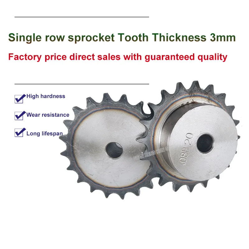 06B 9T-30 Teeth Convex Gear Sprocket Wheel for Roller Chain 9 10 11 12 13 14 15 16 17 18 19 20 21 22-30 Tooth A3 Stainless Steel