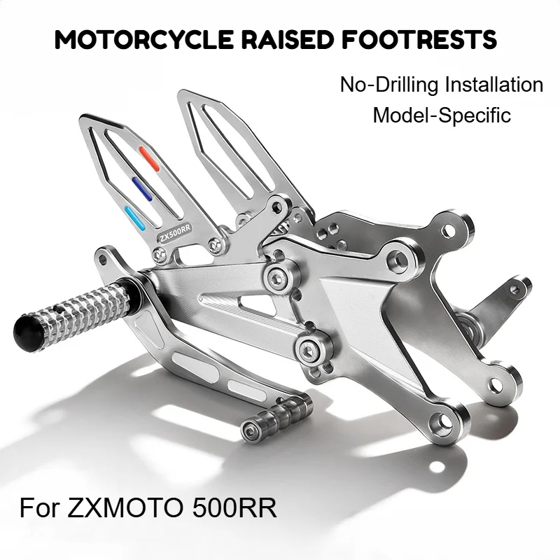 SNOR CNC Aluminum Multi‑Position Adjustable Rearsets Foot Pegs Raised Footrest Kit For ZXMOTO 500RR Motorcycle Modification Part