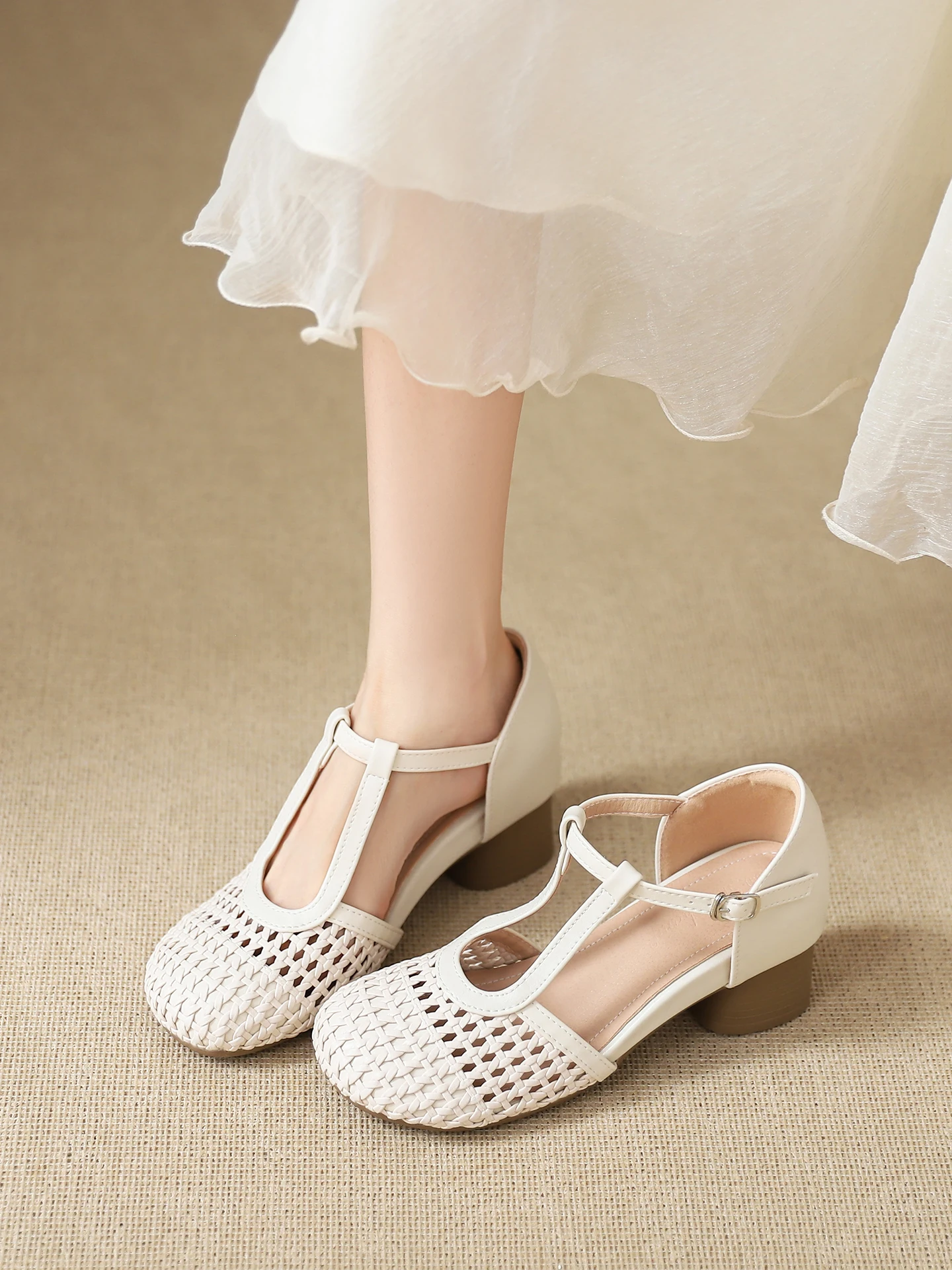 women's-woven-hollow-out-footback-sandals-high-heels-thick-heel-mary-janes-small-stature-match-skirts-hollow-single-shoes