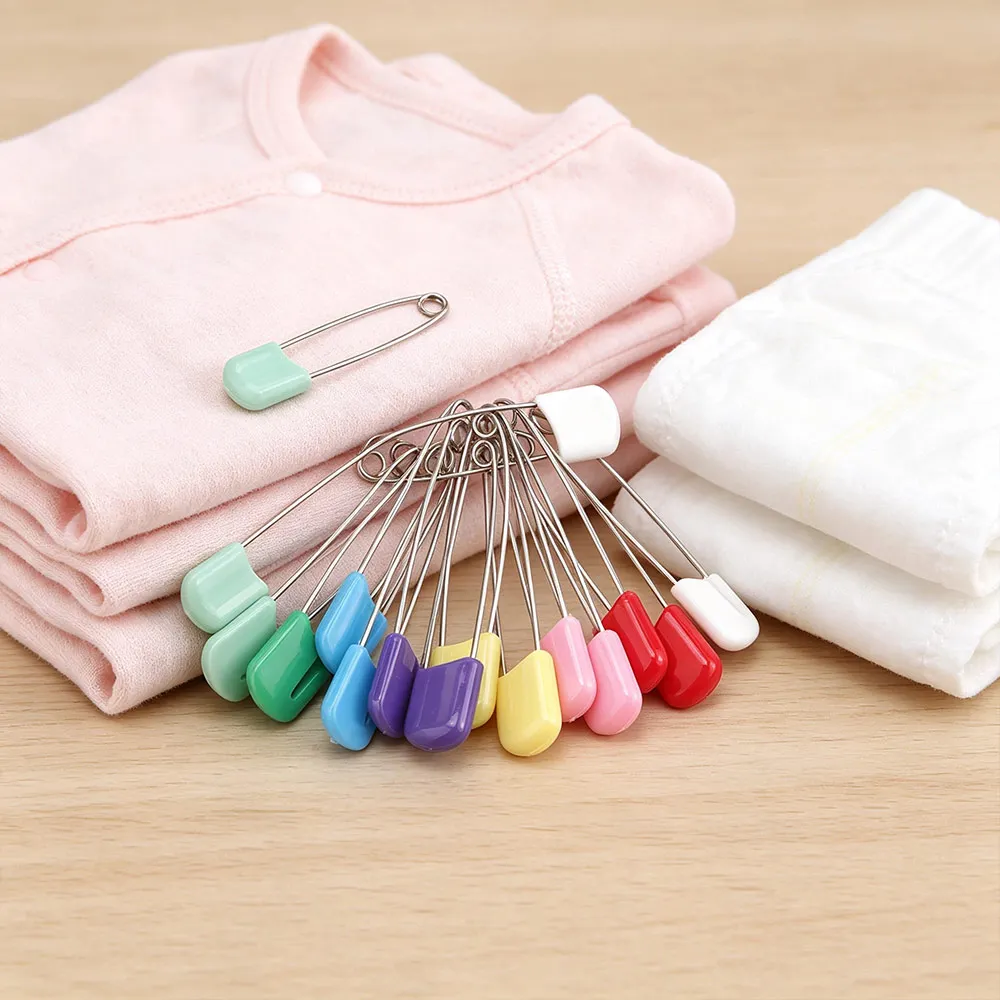 60/100/400Pcs Plastic Head Safety Pins 2Size Random Color Classification Clips Sewing Supplies DIY Needle Pins