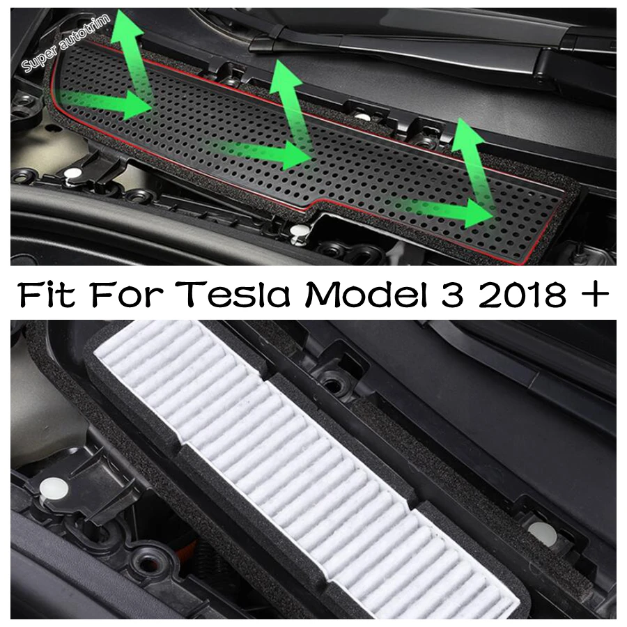 Car Filter Element Air Inlet Flow Vent Anti-blocking Protection Panel Cover Trim Accessories Fit For Tesla Model 3 2018 - 2021