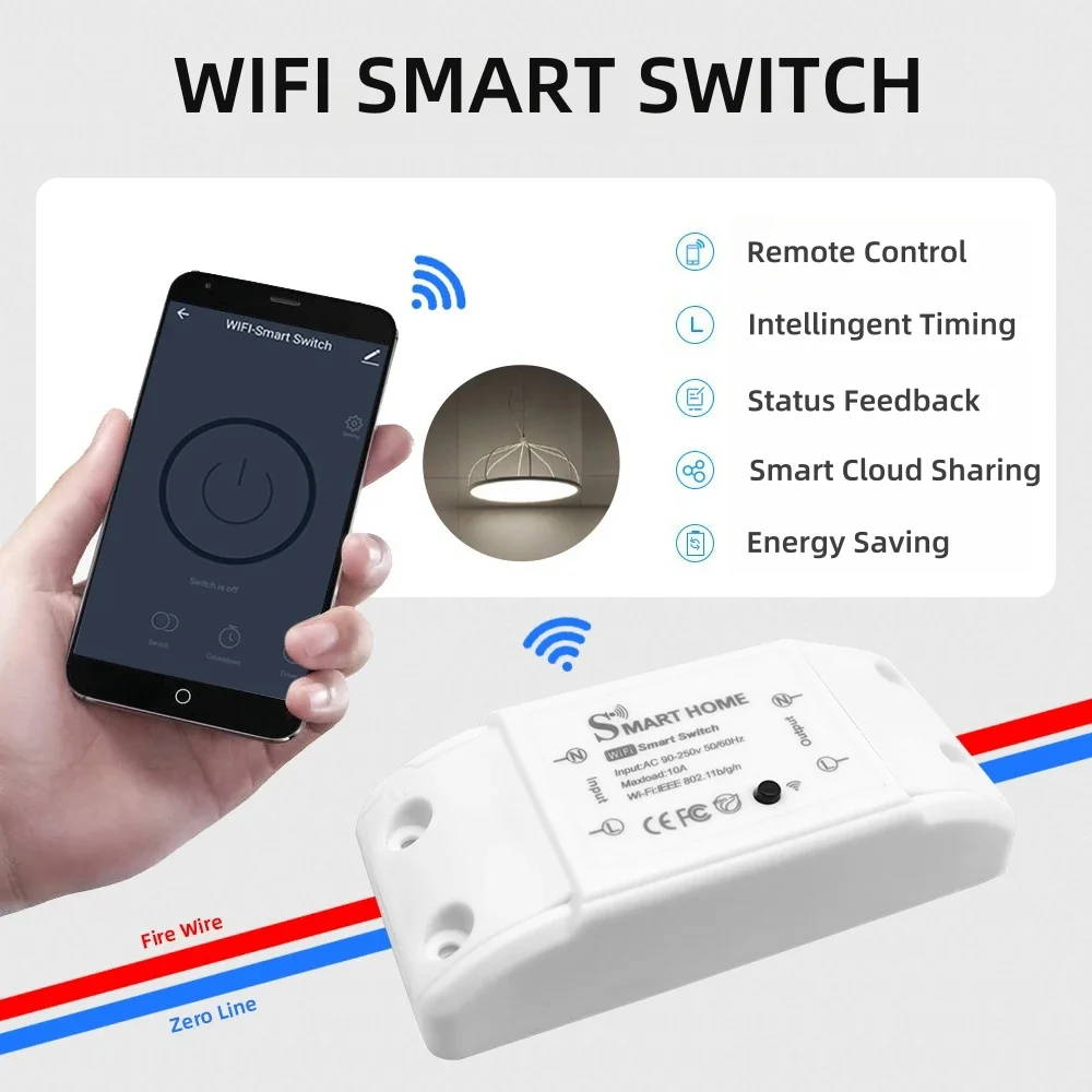Smart Switch Tuya WiFi Smart Home Switch Relay Module Smart Life APP Alexa Kontrol Suara Smartphone Remote Control Timer Countdo