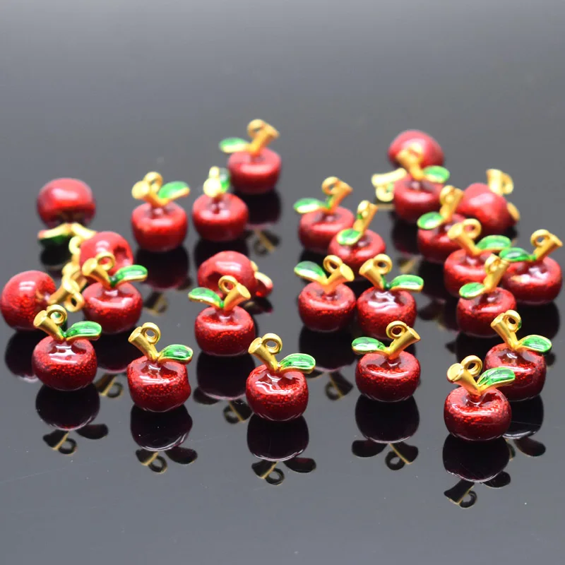 4pcs 3D Apple Fruit Charm Pendant Jewelry Making Alloy Drop Oil Pendant DIY Bracelet Earrings Decorative Pendant Accessories