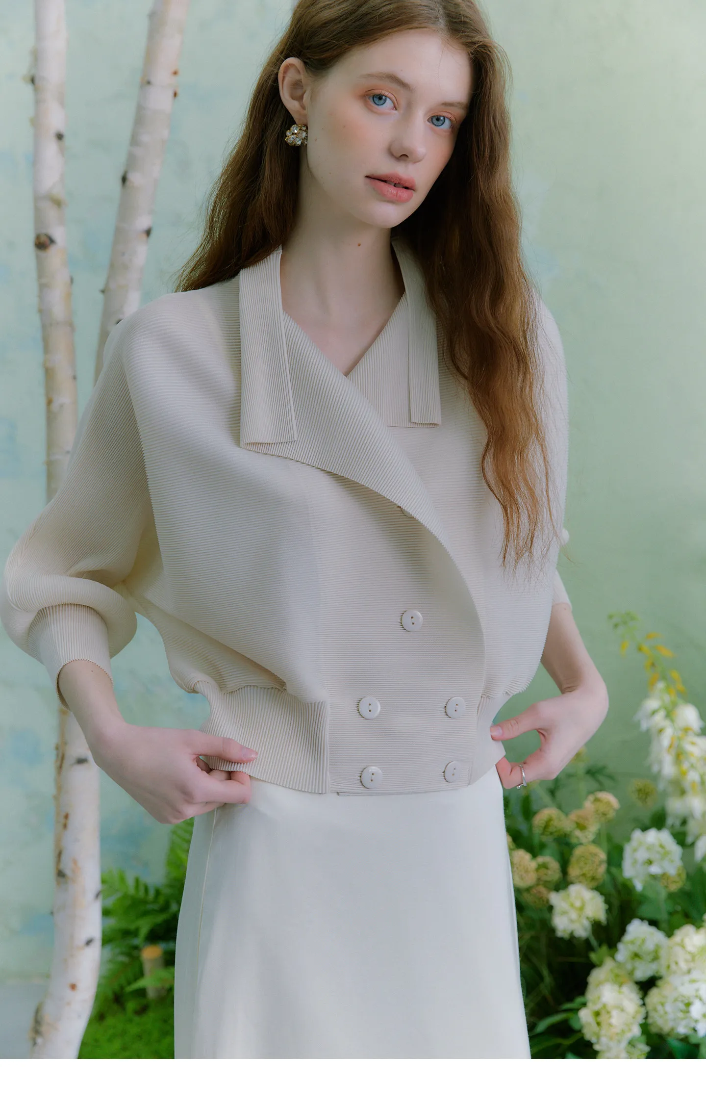 Miyake Plissierter Fledermausärmel-Cardigan für Damen, offene Vorderseite, kurze Jacke, leichte, lässige, elegante Bürojacke, rosa Oberbekleidung – Detail 13