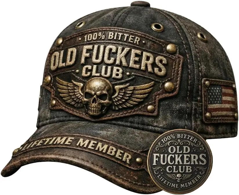 Old Fuckers Club-Vintage Baseball Cap, Embroidered 100% Bitter Lifetime Member Adjustable Distressed Hat for Men Women