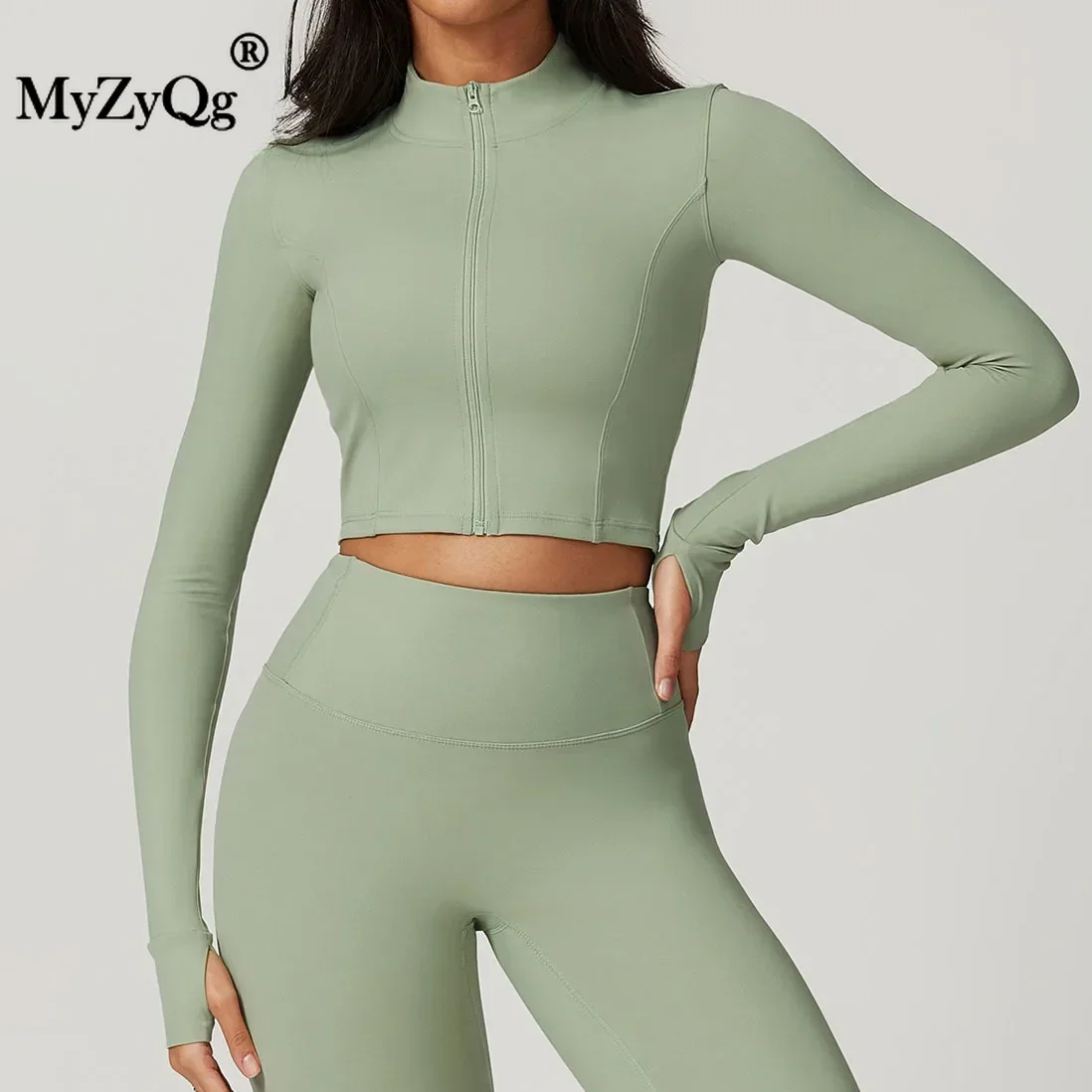 MyZyQg Women Long Sleeve Sweatshirts Sports Jacket Slim Fashion Stand-up Collar Zipper Wear Gym Training Casual Outdoor Coat Top