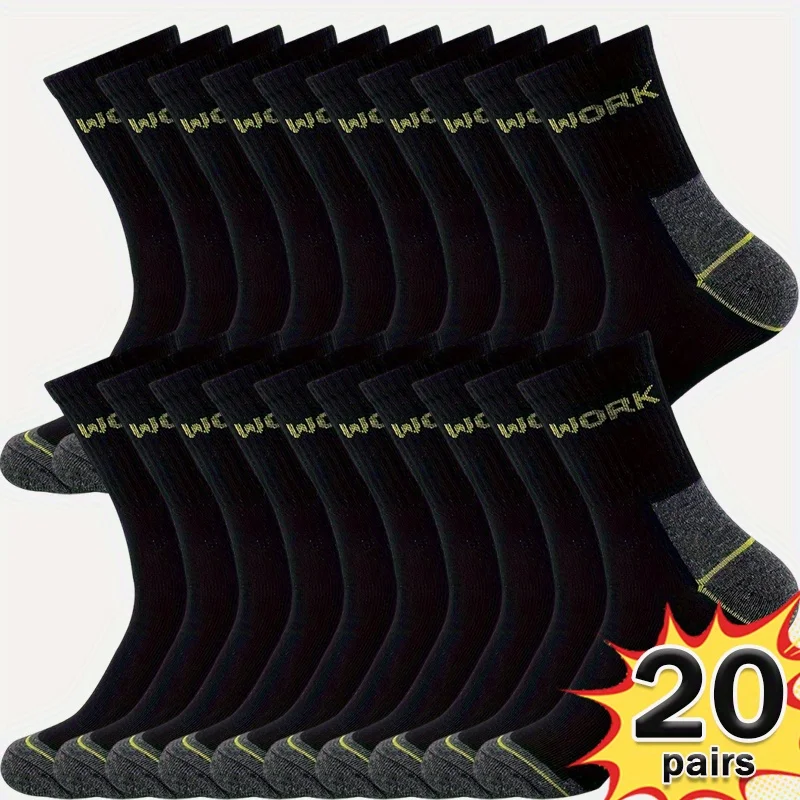

20 Pairs Men's Letterprint Mid-leg Socks Comfortable and Breathable Outdoor Leisure Sports Socks in All Seasons