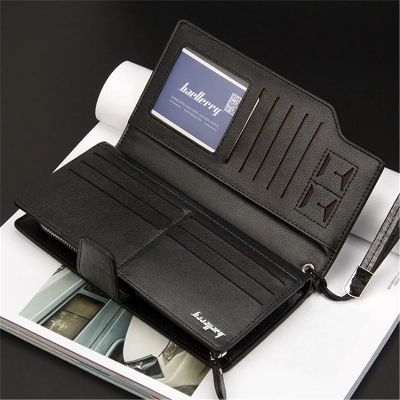 Men Long Wallet Card Holder Male Purse Zipper Large Capacity PU Wallet for Men