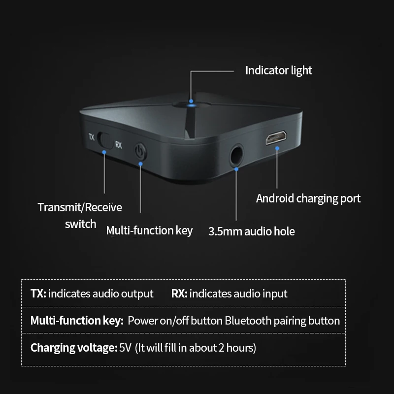 KN319 Transmissor Bluetooth Receptor 2 em 1 Receptor De Áudio Estéreo Conversor Adaptador Sem Fio Com RCA 3.5MM AUX Para Carro