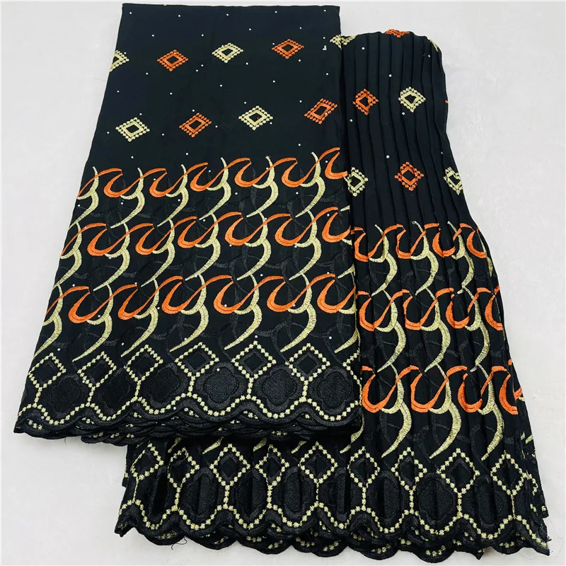 

5+5 Yard Swiss Voile Dry Lace Fabric Lafaya Embroidery African 100% Cotton fold Popular Dubai Style For Party Material 12L29705