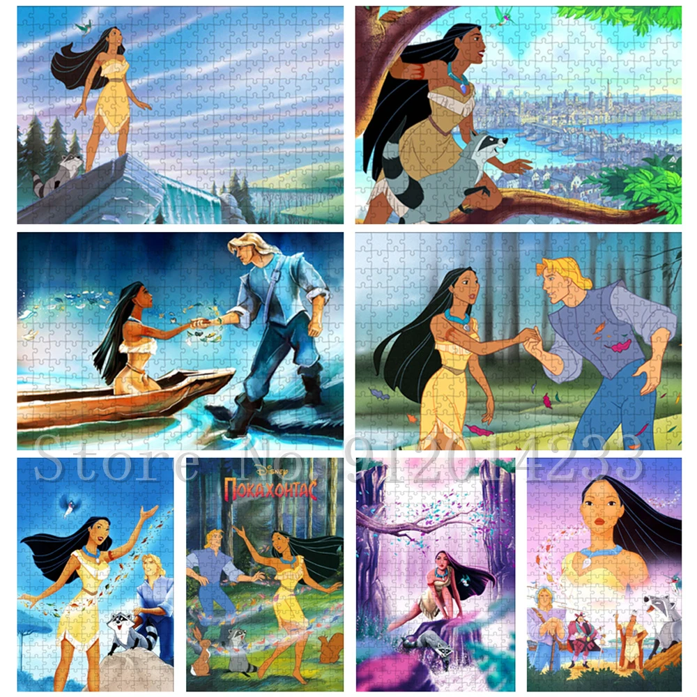 

300/500/1000 Pieces Disney Movies Jigsaw Puzzles for Adults Princess Pocahontas Paper Puzzles Decompressing Assemble Game Toys