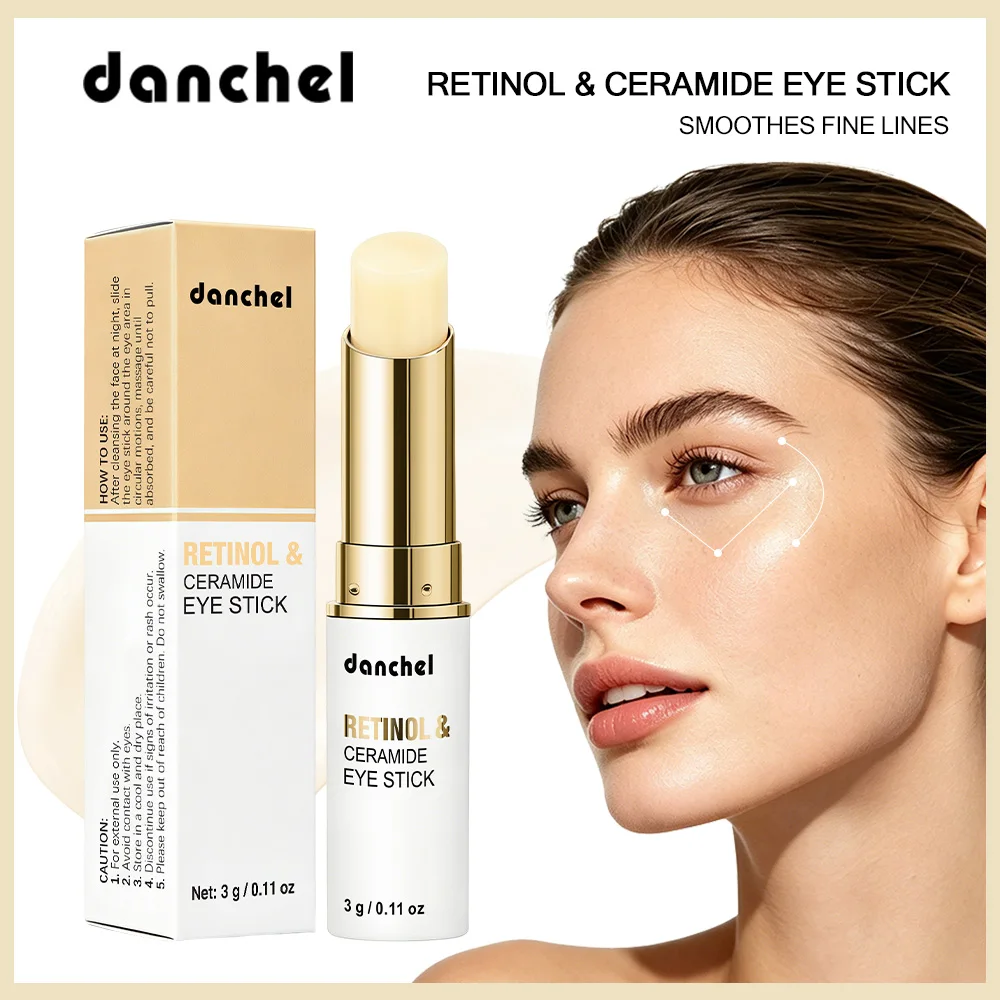 Retinol & Ceramide Eye Stick Deep Hydrating Brighten Firm Eye Skin Reduce Dark Circles Light Yellow Balm Texture Eye Cream