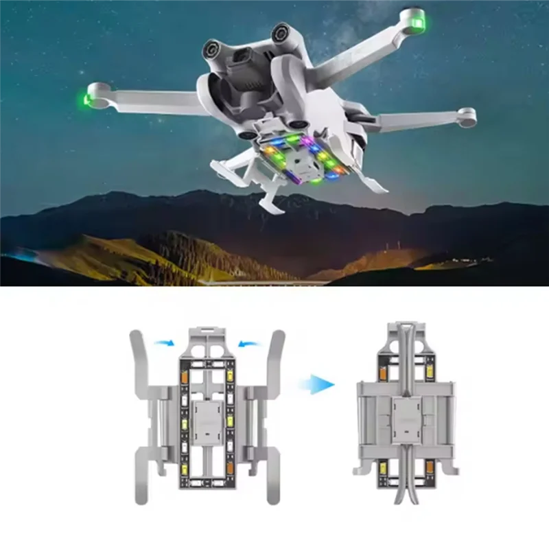 A73E-LED Foldable Landing Gear For Mini 3 Pro Drone Extended Landing Skid Lens Anti-Drop Protective For DJI Mini 3 PRO