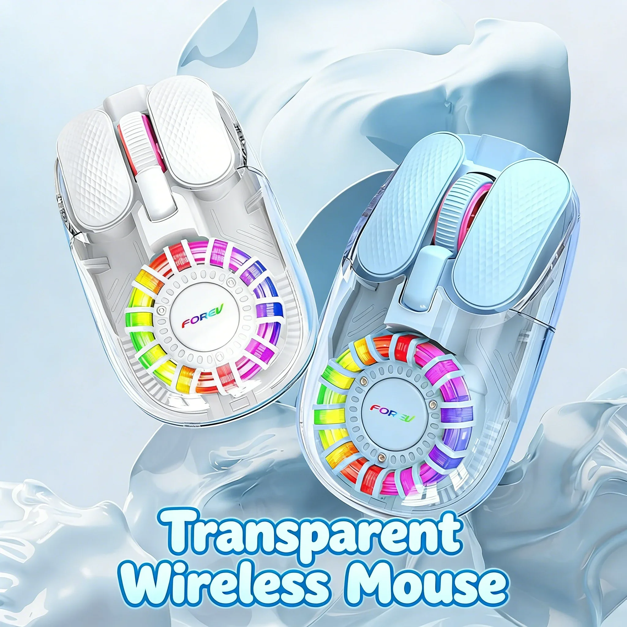 Wireless Transparent Mouse Bluetooth 2.4G Dual-mode RGB Backlight Rechargeable Silent Button Office Mice For Computer Laptop