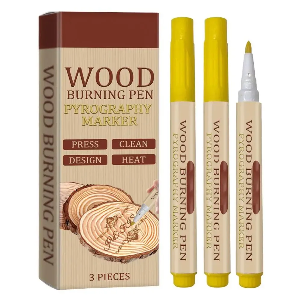 3pcs Wood Burning Pen Scorch Creative Chemical Wood Burned Marker Pyrography Pens for DIY Art Fine Tip Woodworking Marker