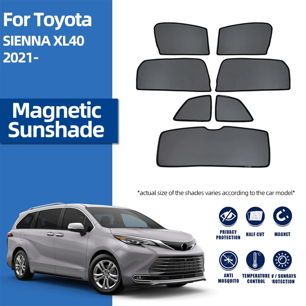 

For Toyota SIENNA XL40 2021 2022 2023 2024 Magnetic Car Sunshade Shield Front Windshield Curtain Rear Side Baby Window Sun Shade