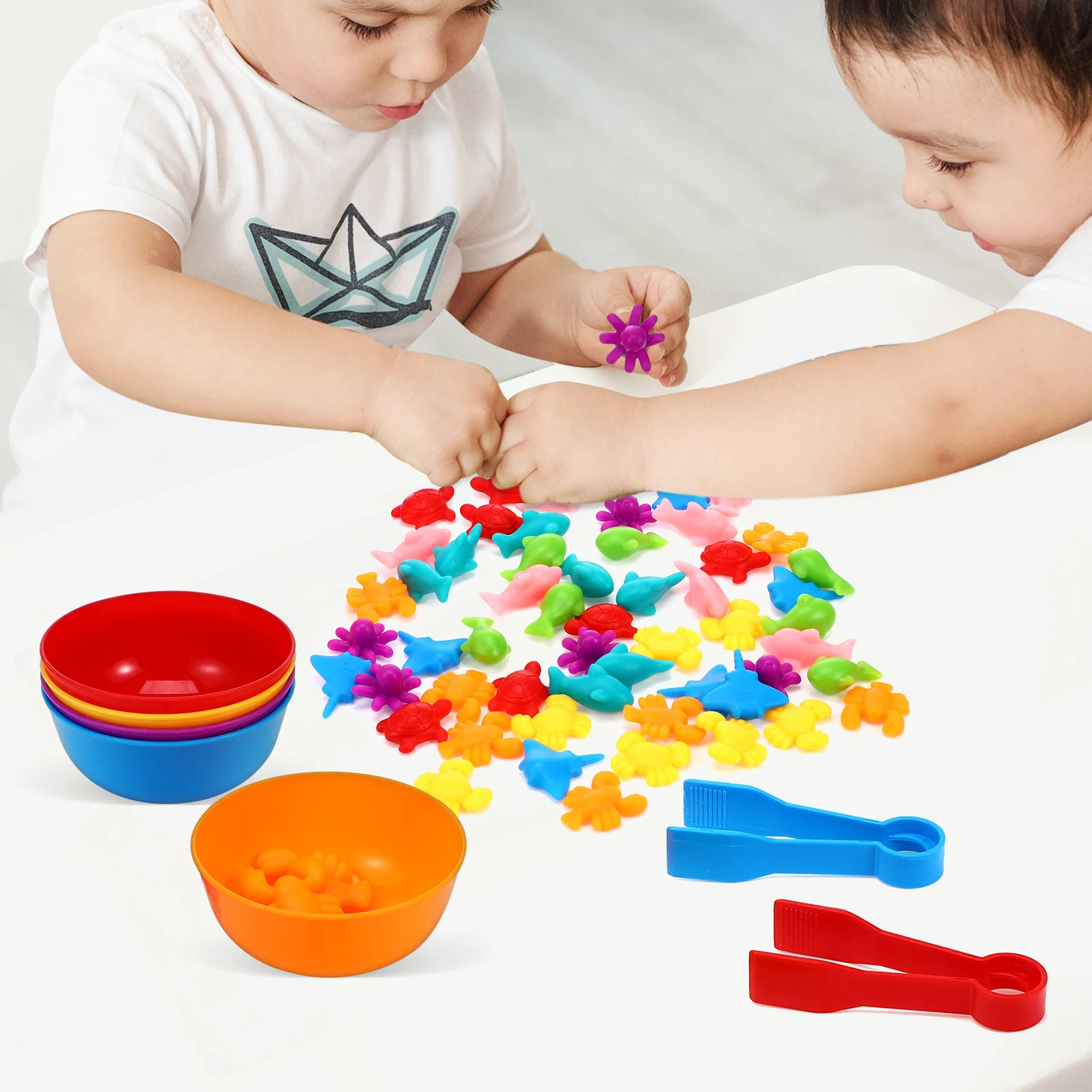 Montessori Lehrmittel Set Kleinkind Spielzeug Tier Zählen Farbe Sortierung Sensorische Schalen Für Kleinkinder Marine Kognitive Mini Spiele