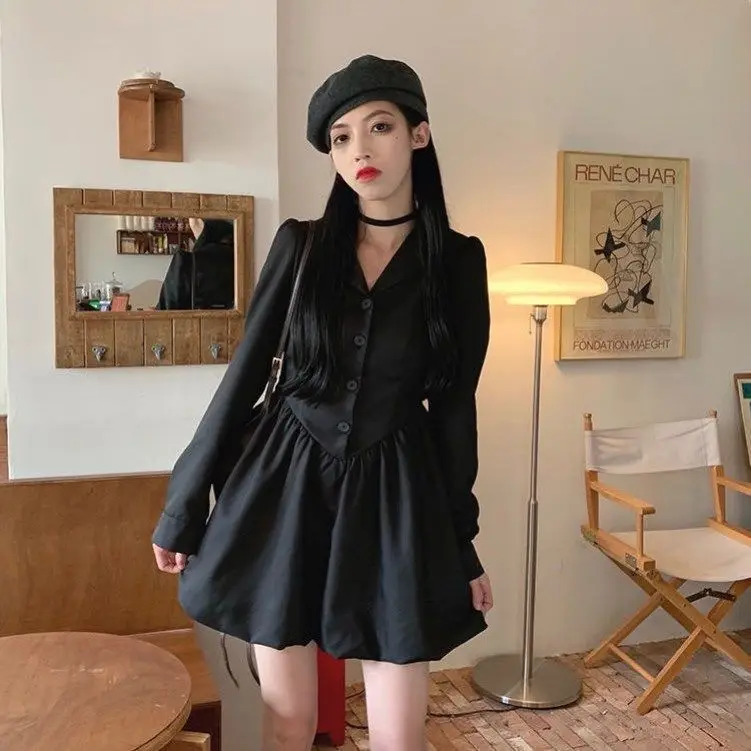 Korean College Style Dress Western-style Camisole Vest Two-piece Set Trendy Female Student Suit